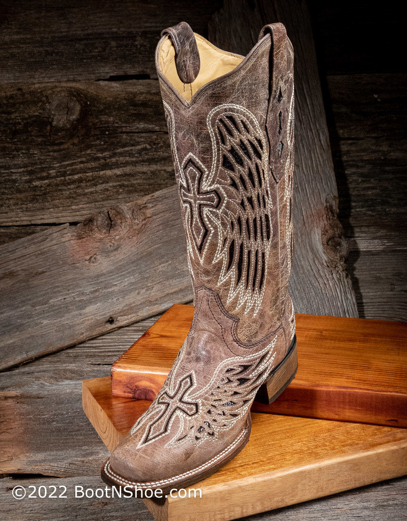 Women's Wing and Cross Sequin Inlay Cowgirl Boots A1197