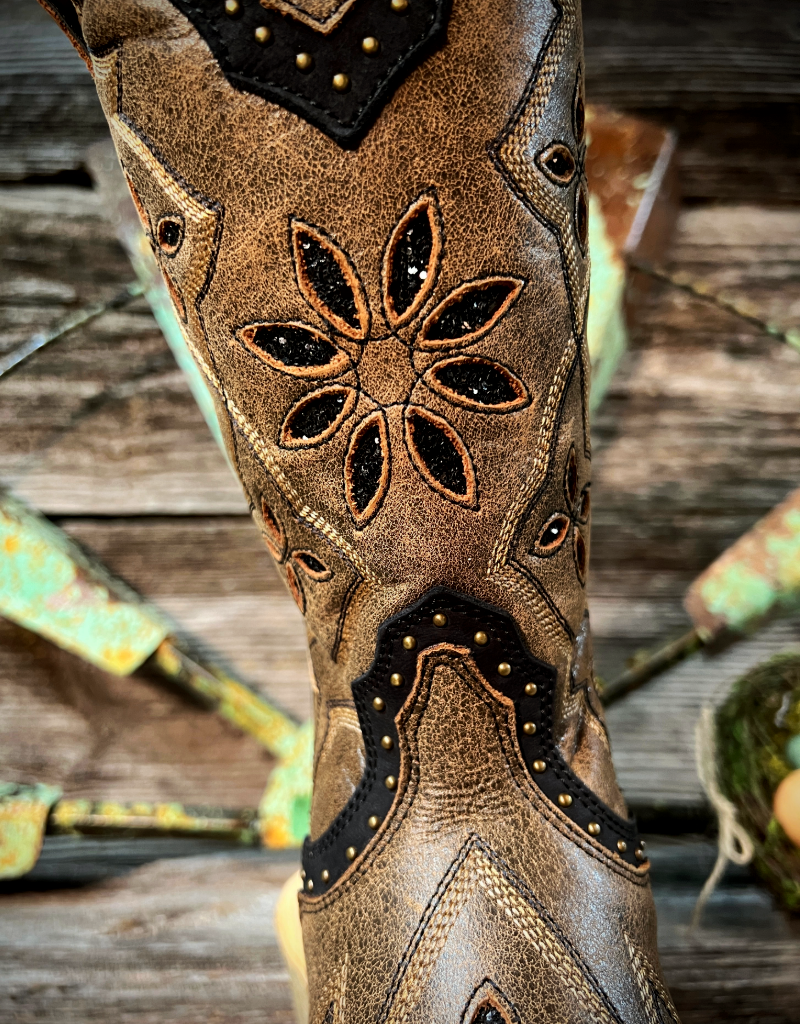 Laredo Women's Bouquet Distressed Brown w/ Black Detail Square Toe 5844