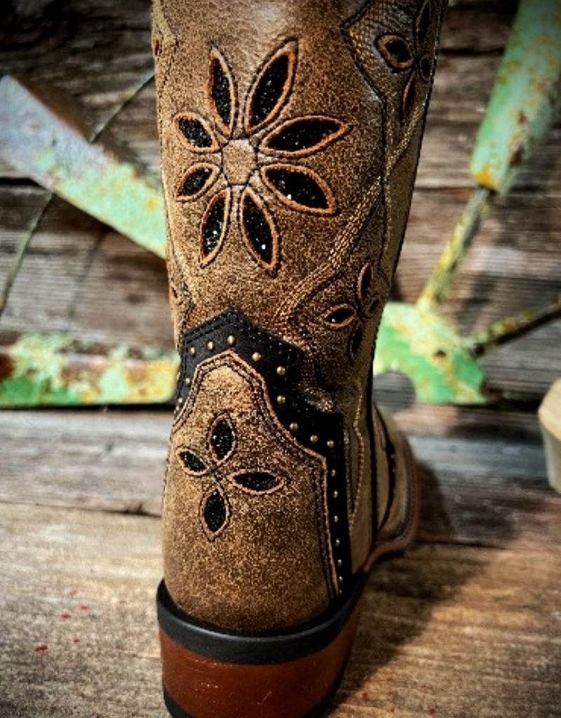 Laredo Women's Bouquet Distressed Brown w/ Black Detail Square Toe 5844