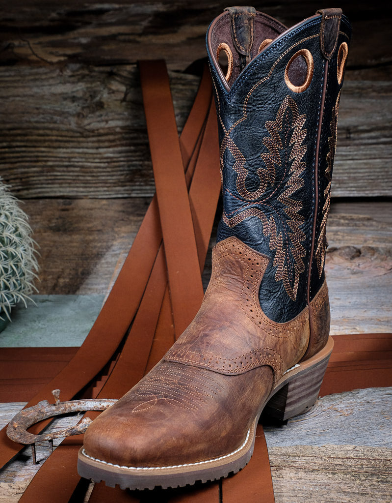 mens ankle cowboy boots square toe