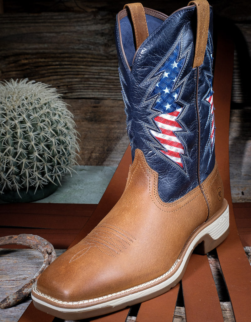 Men's Ariat Ridgeback Venttek Tan/Blue Flag Design 10046981