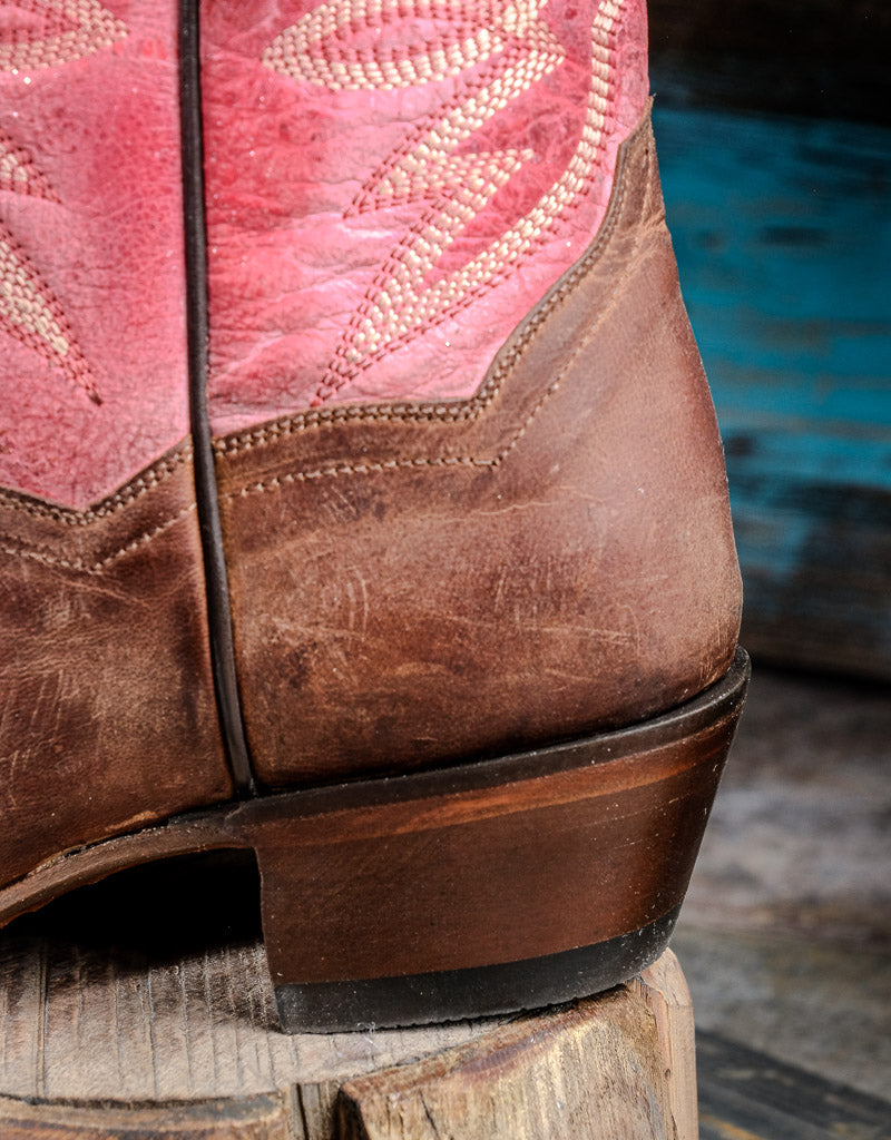 Ladies Tamra Brown & Pink Snip Toe Western Boots DP4098