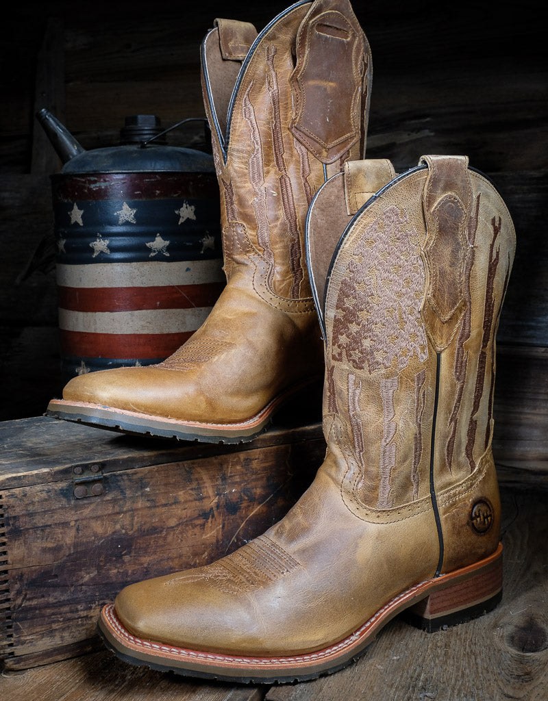 Men's Double H Covada Stockman Tan Flag Western Boots DH7033