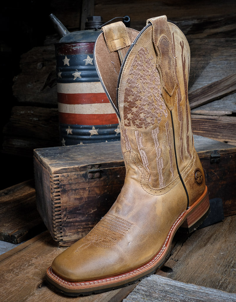 Men's Double H Covada Stockman Tan Flag  Western Boots DH7033