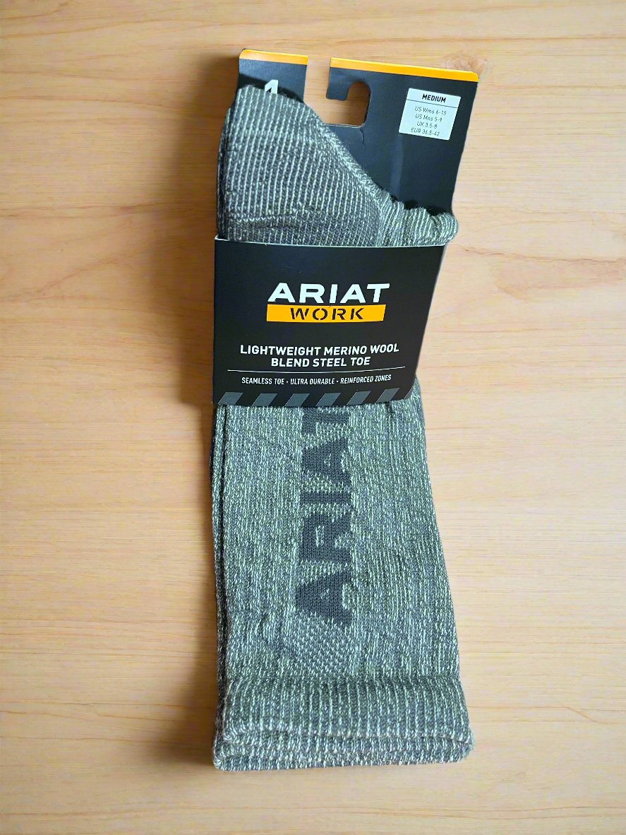 Ariat Lightweight Steel Toe Merino Blend Socks 2186