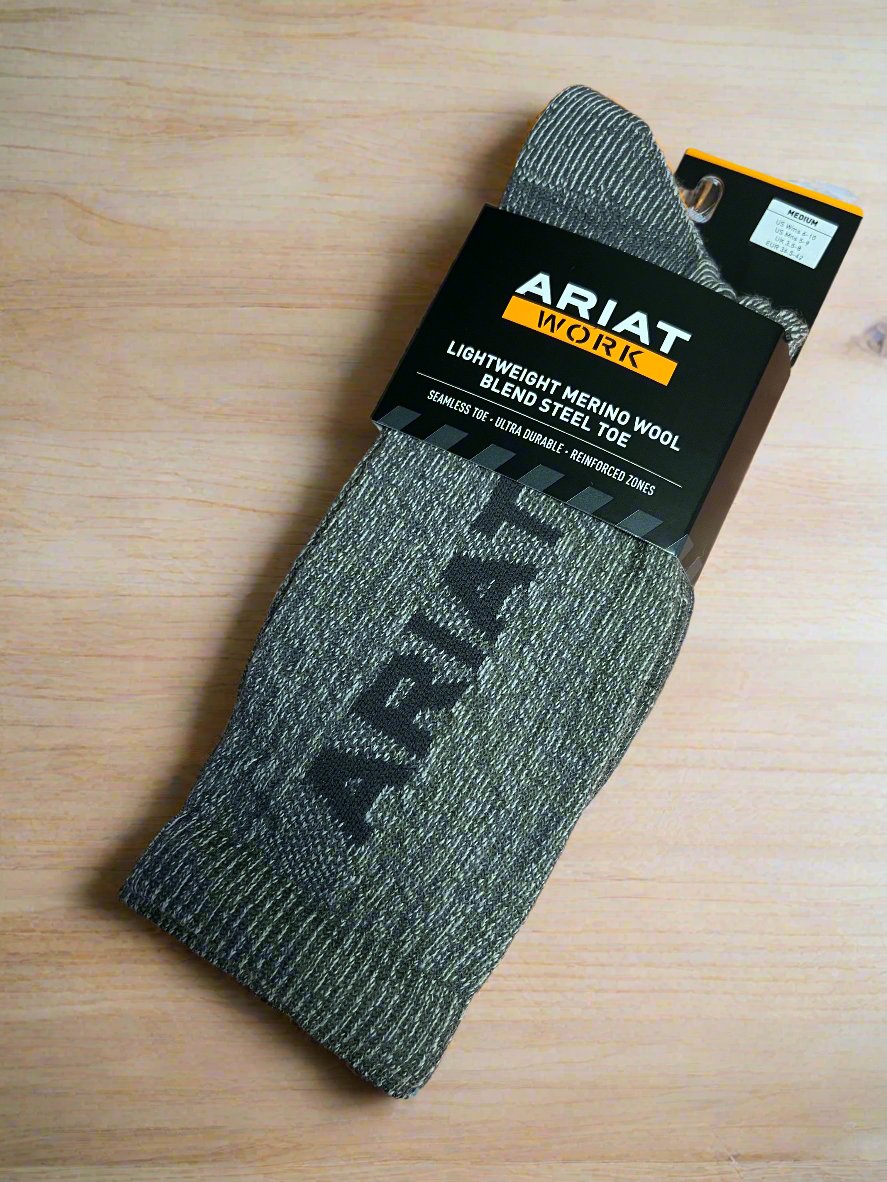 Ariat Lightweight Steel Toe Merino Blend Socks 2186