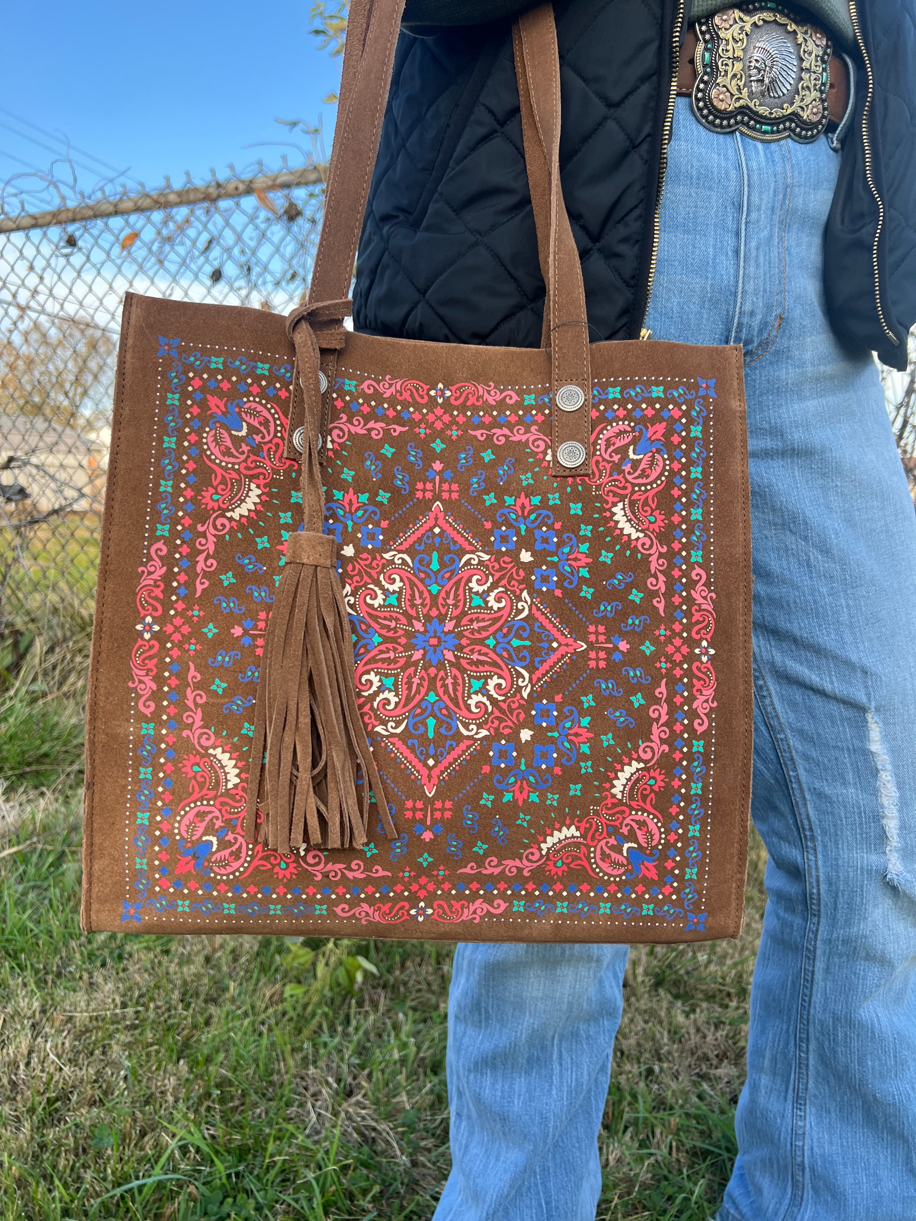 Scully Soft Suede Leather Tote Bag Multiple Colors Available B373