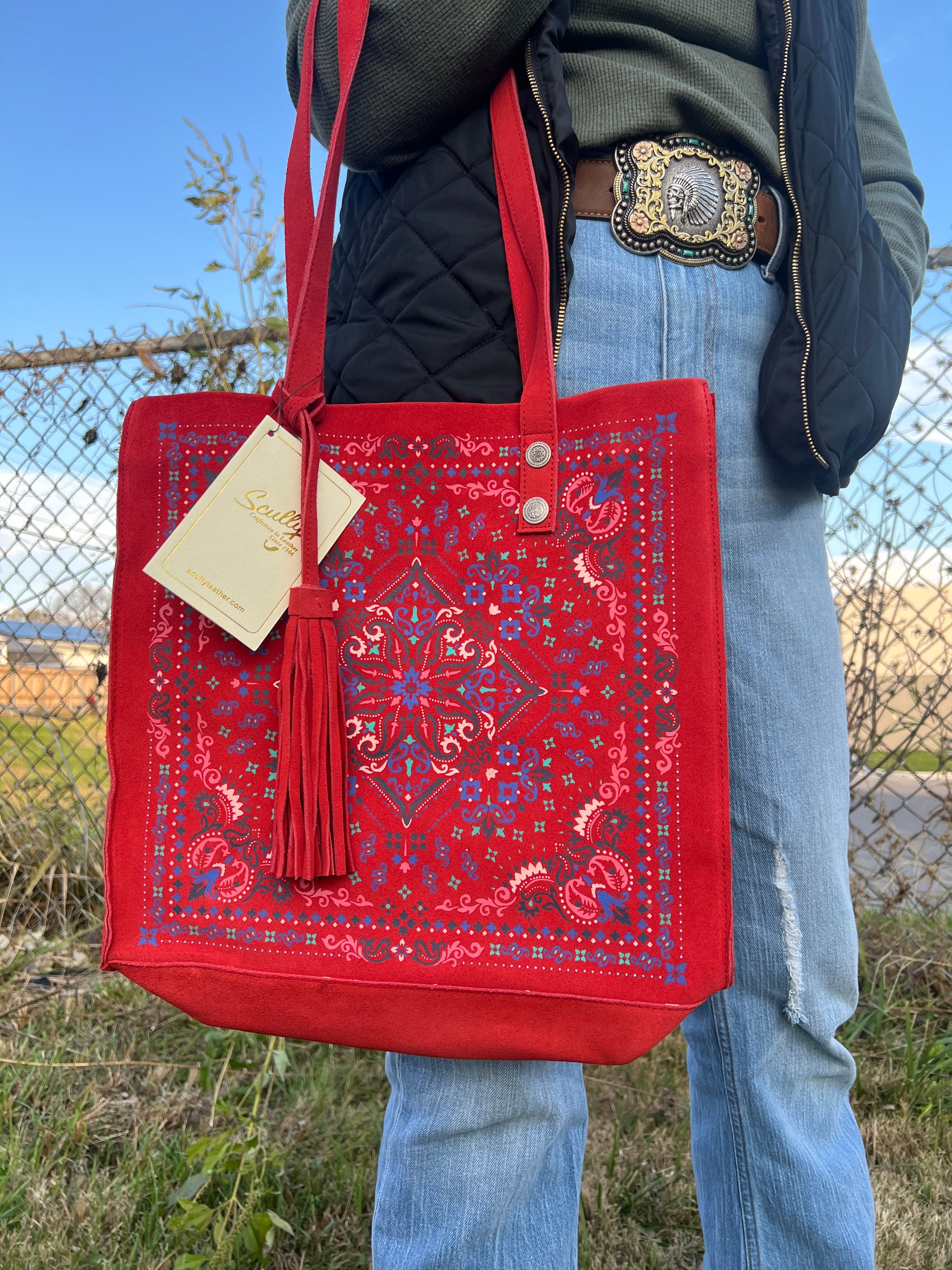 Scully Soft Suede Leather Tote Bag Multiple Colors Available B373