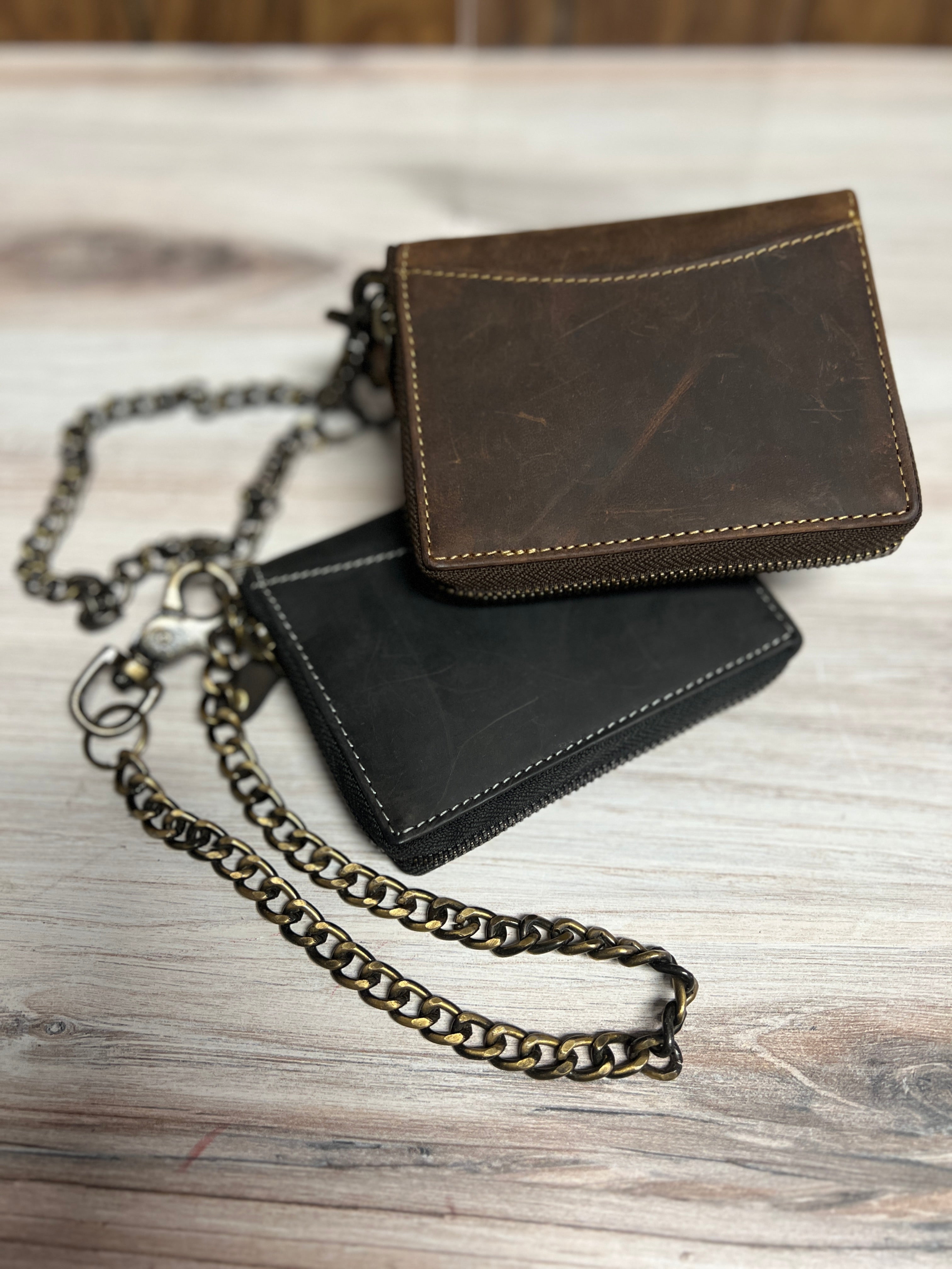 Classic Look Small Trucker Zip Wallet with Chain 51360