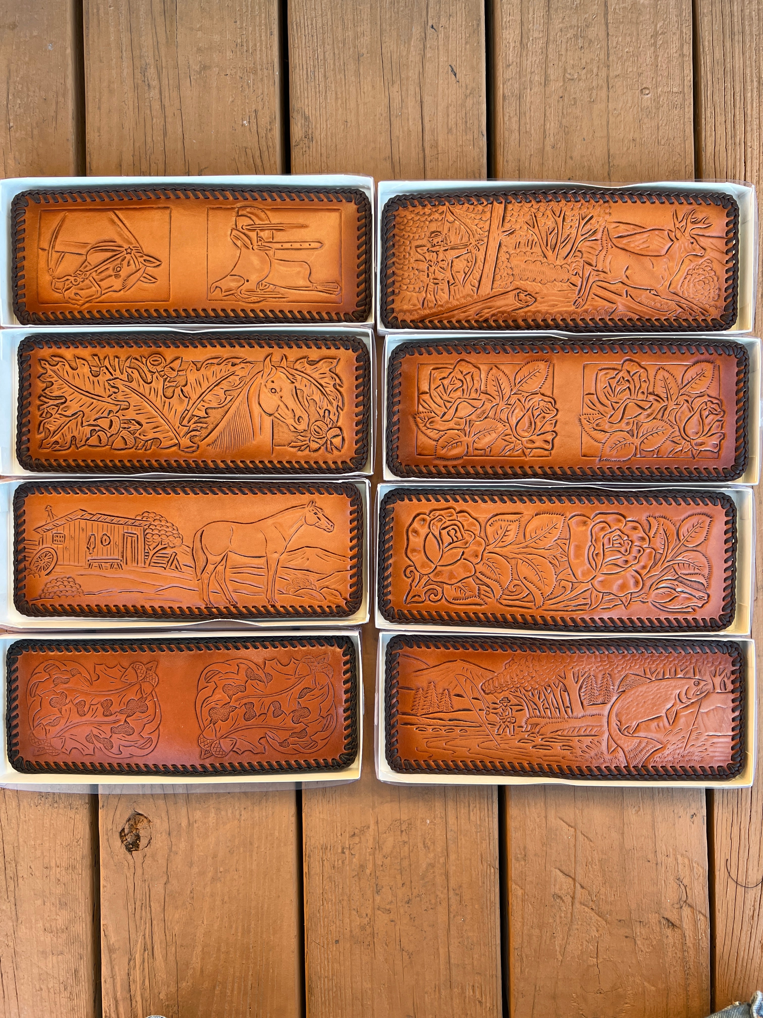 Multiple Brenneman's Hand Tooled Leather Bifold Wallets 400