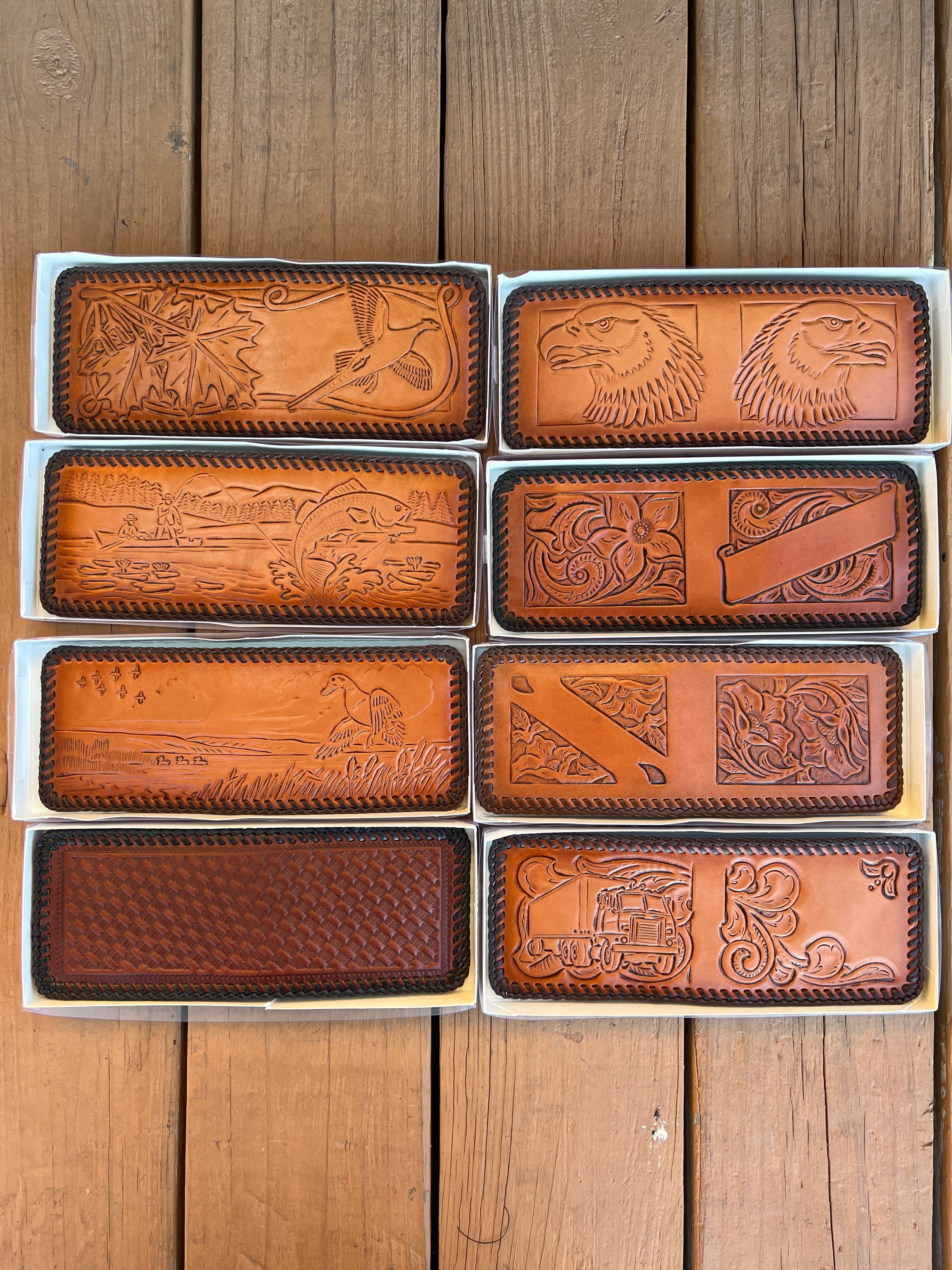 Multiple Brenneman's Hand Tooled Leather Bifold Wallets 400