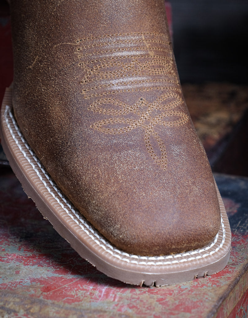 Laredo Men's Chet Leather Rust Bone Square Toe Western Boots 7731