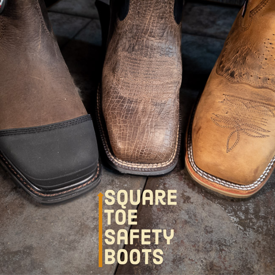 3 square toe cowboy boots with safety toes