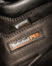 Close-up of a Timberland boot showing the Timberland PRO label that lists it has a composite safety toe and a Waterproof Membrane patch 