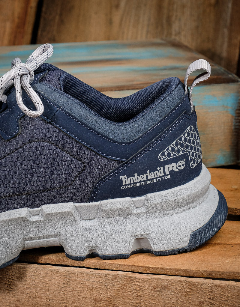 heel closeup on timberland pro tennis shoe 