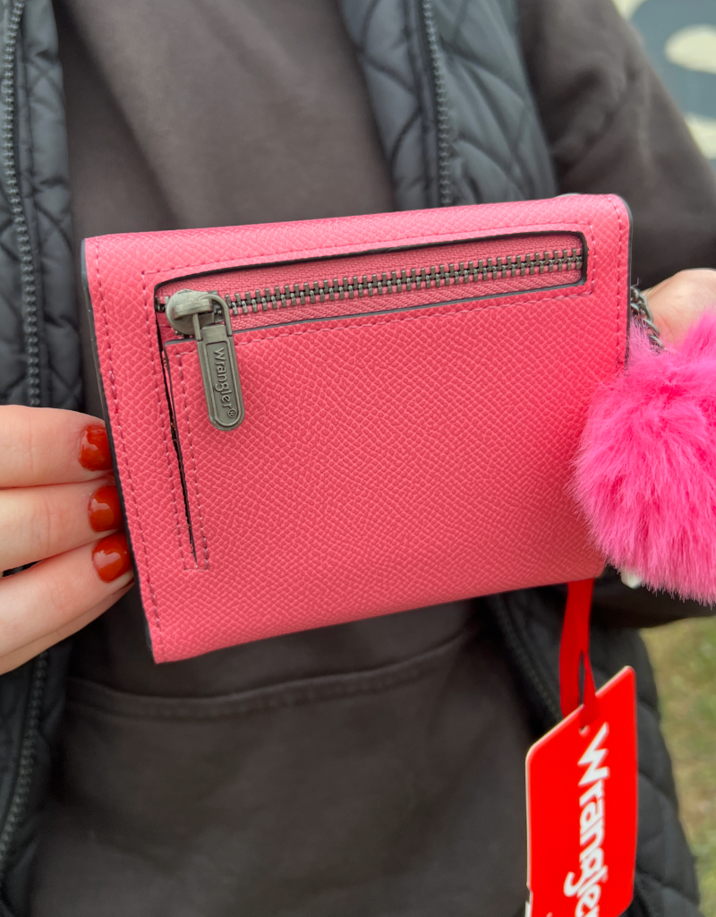 Wrangler Tri-Fold Wallet with Keyring Pom Pom WG274-W079PK-BL