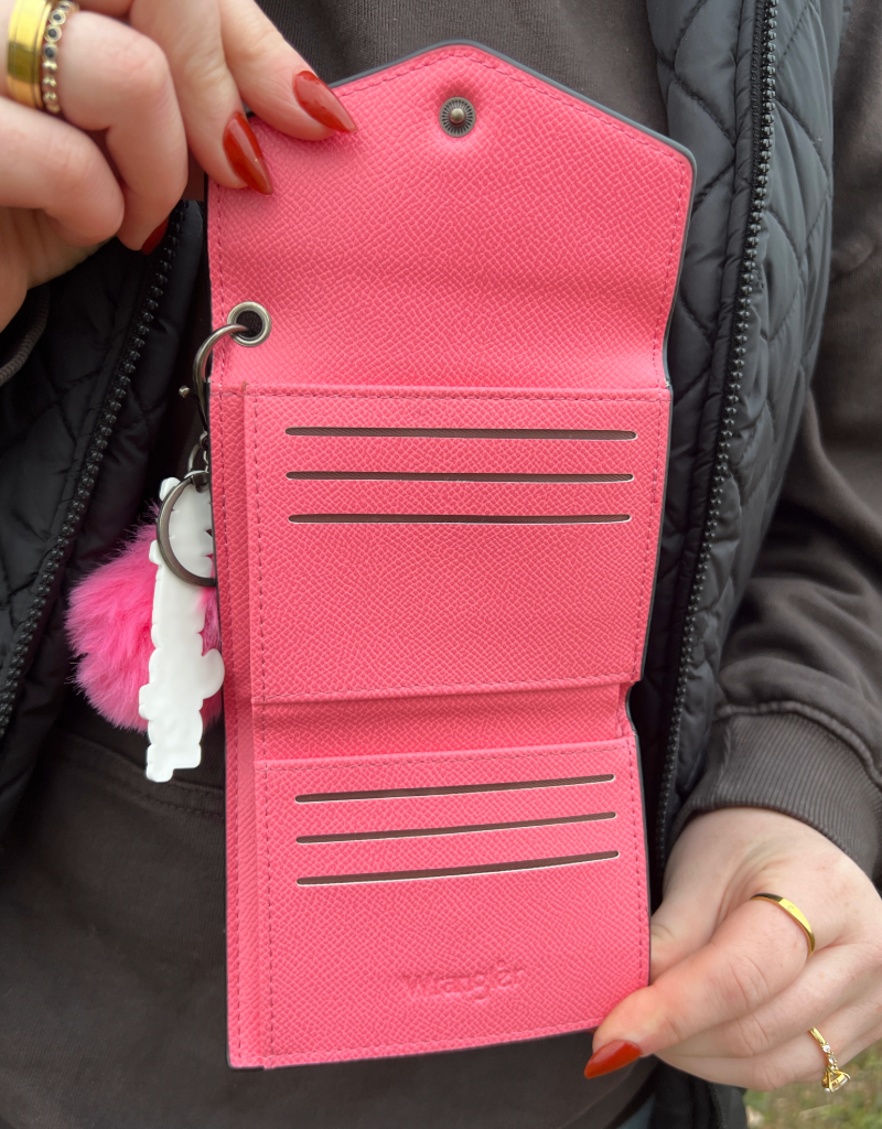 Wrangler Tri-Fold Wallet with Keyring Pom Pom WG274-W079PK-BL