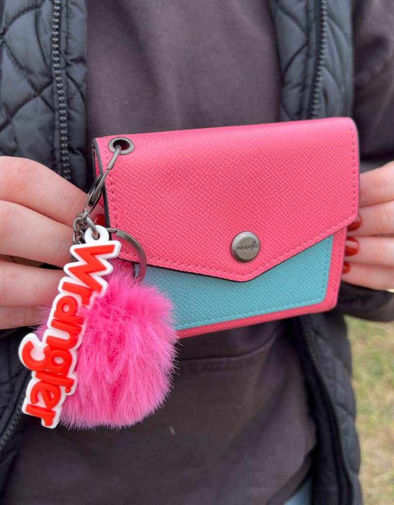 Wrangler Tri-Fold Wallet with Keyring Pom Pom WG274-W079PK-BL