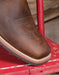 Brown leather square toe with a traditional toe bug stitching