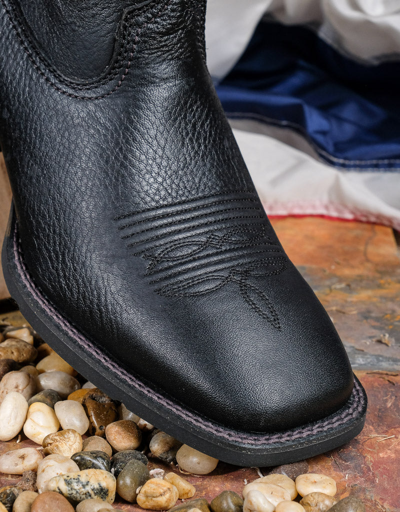 black square toe cowboy boots for men