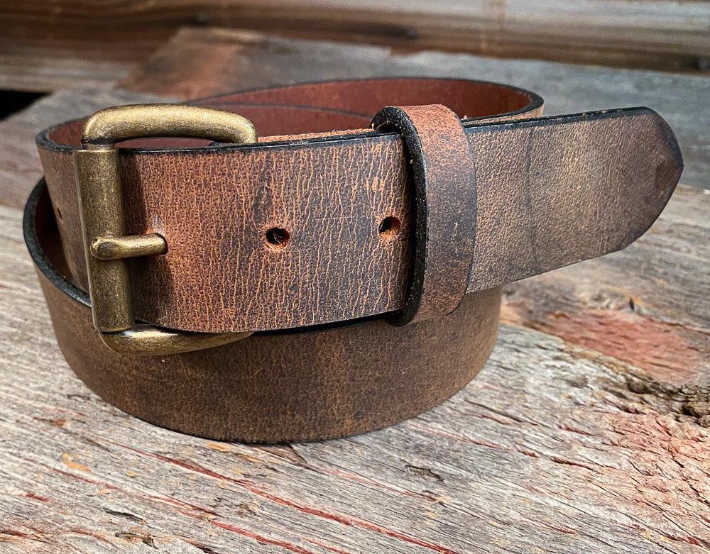 Boyer's Handmade Distressed Brown Belt 1 1/2"