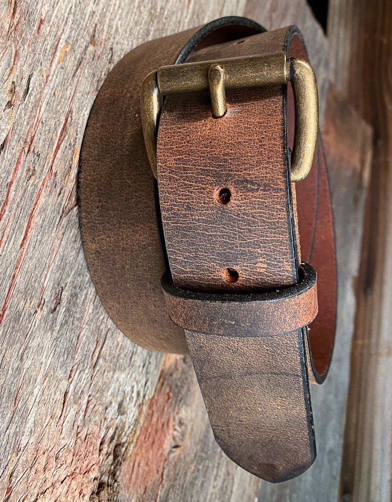 Boyer's Handmade Distressed Brown Belt 1 1/2"