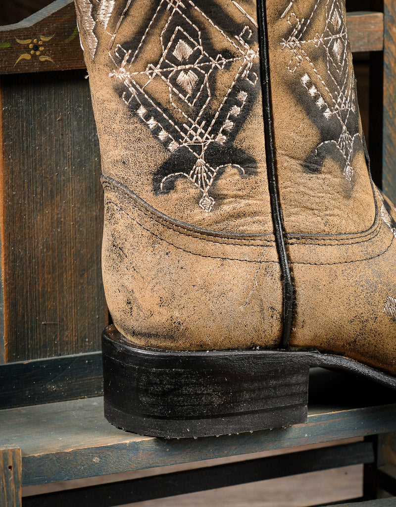 Women's Distressed Sand Diamond Embroidered Boot L5525