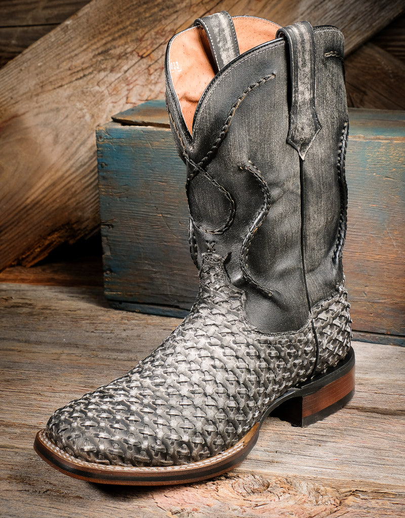 Men's Stanley Charcoal Braided Basket Weave Western Boot DP4909 ...