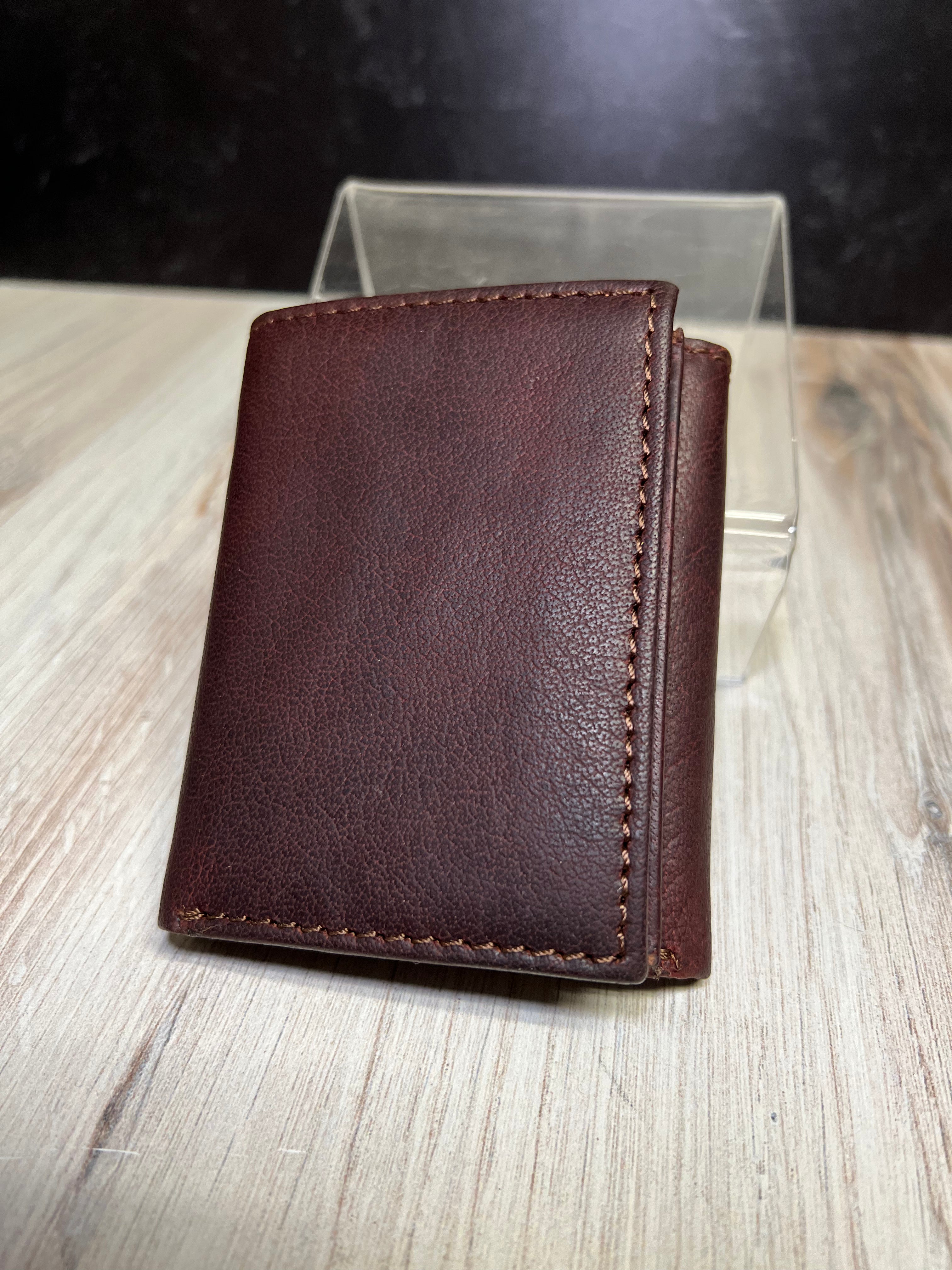 Brown Leather Trifold Mid Flap Wallet 51389