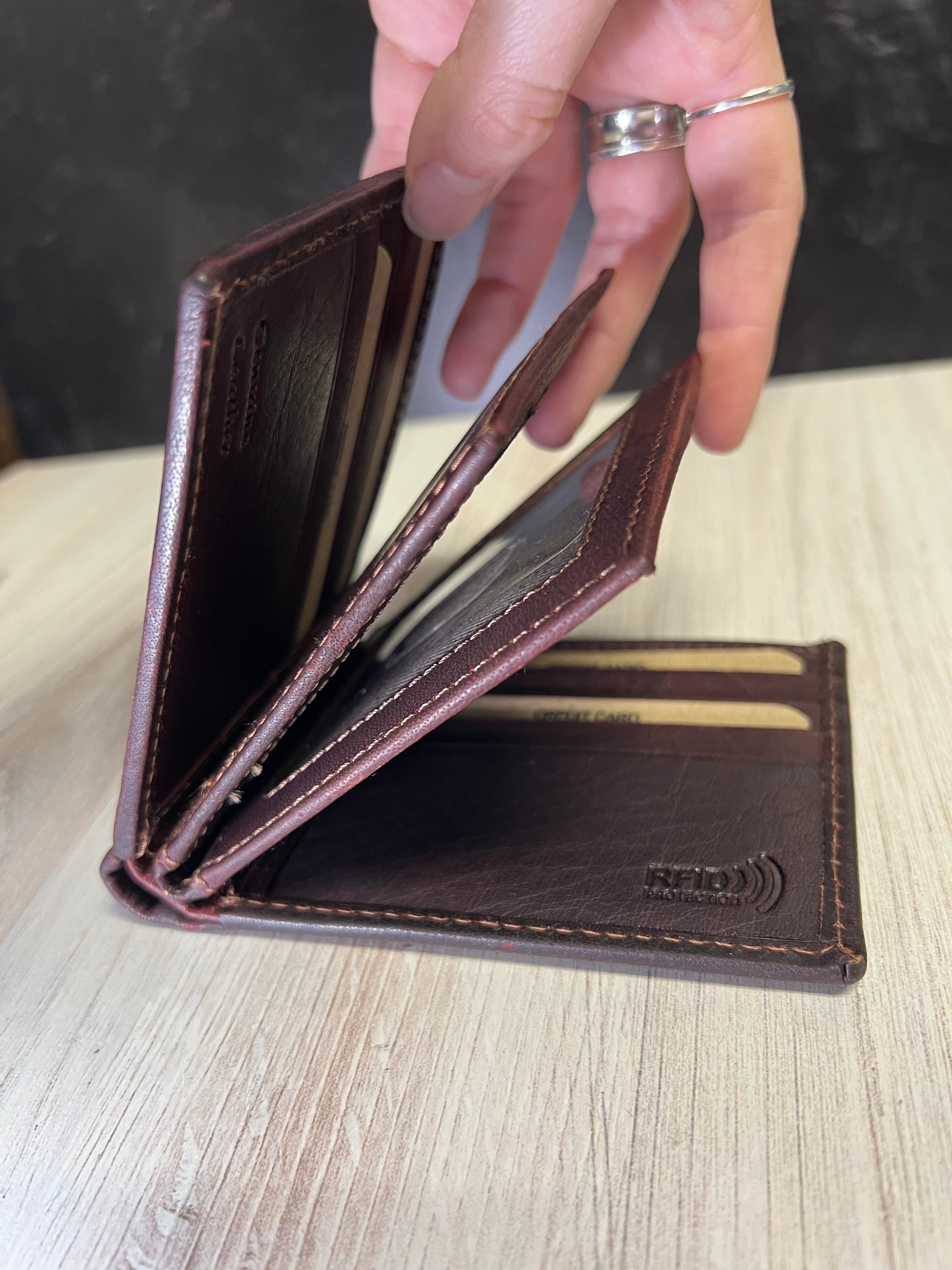 Brown Leather Bifold 2 Flap Wallet 51386
