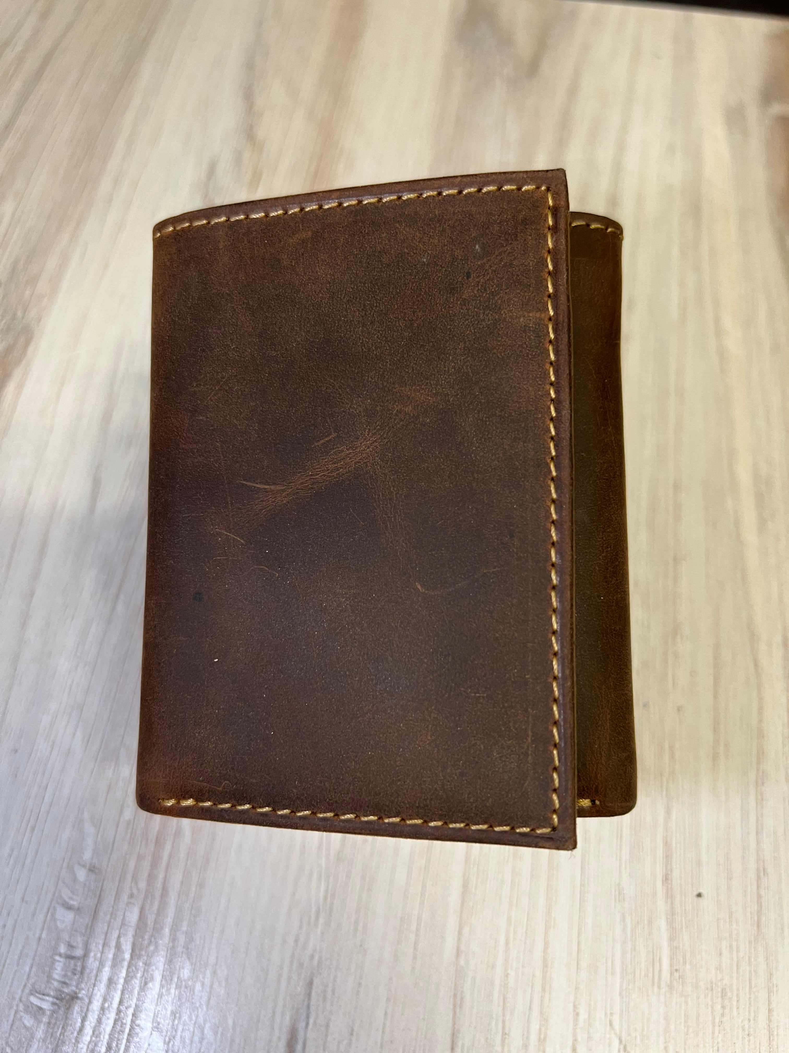 Black or Brown Leather Trifold Wallet 54359