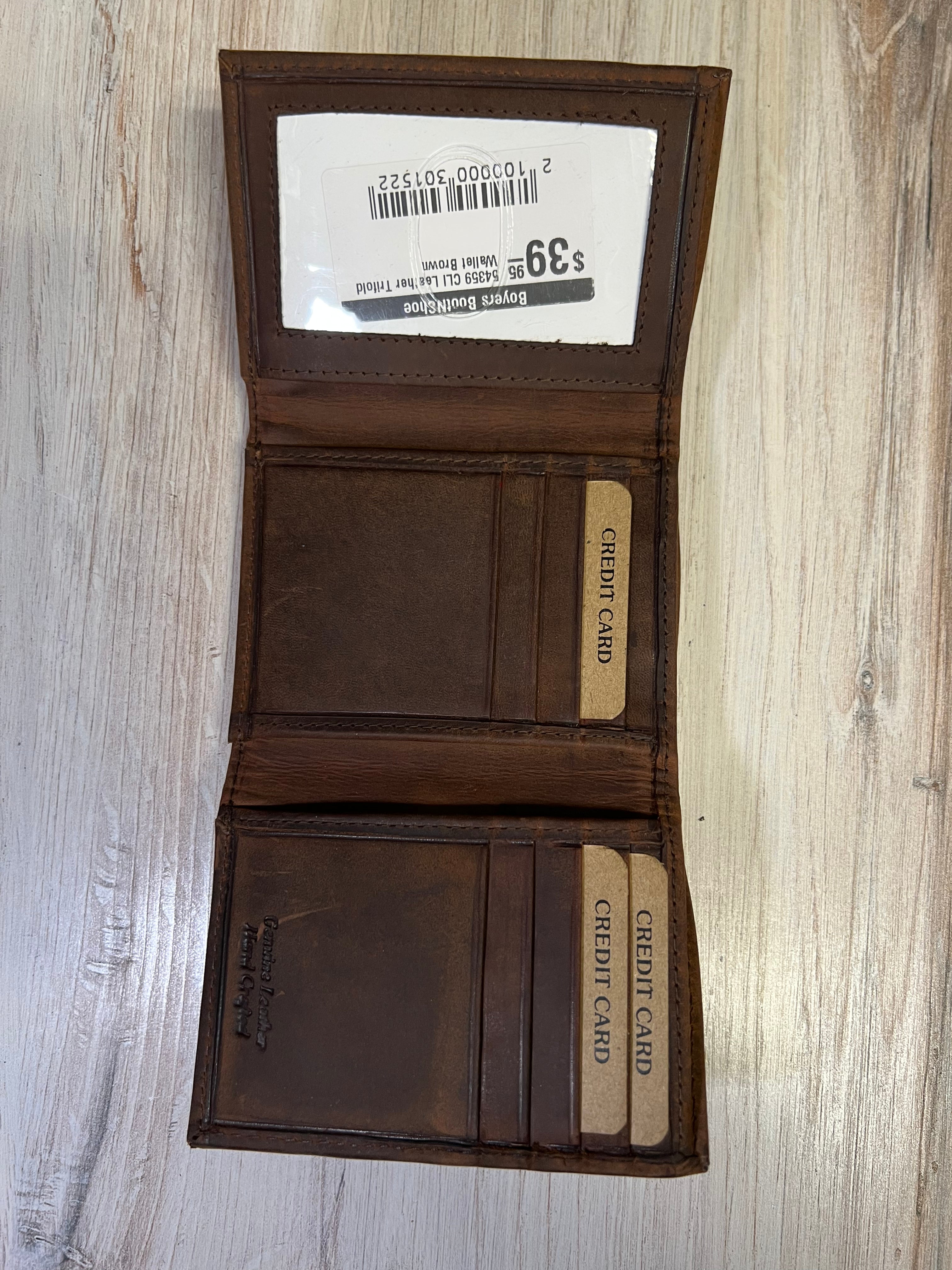 Black or Brown Leather Trifold Wallet 54359