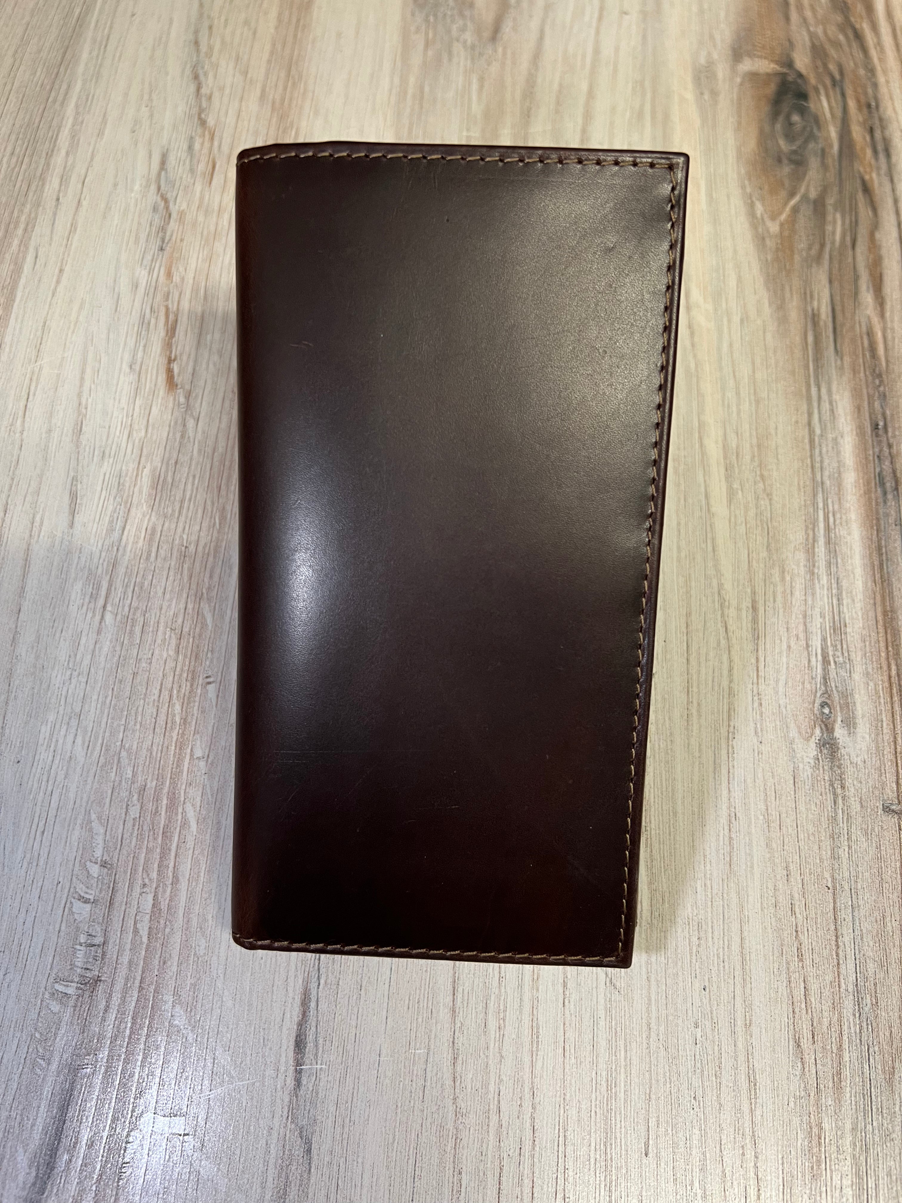 Brown Leather Checkbook Wallet A54363