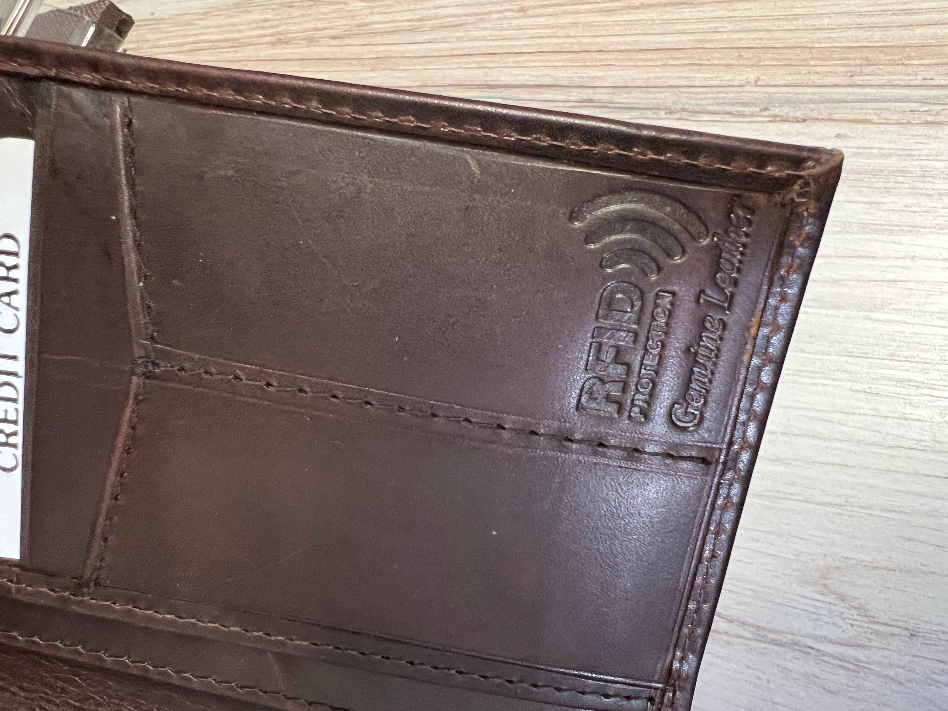Brown Leather Checkbook Wallet A54363