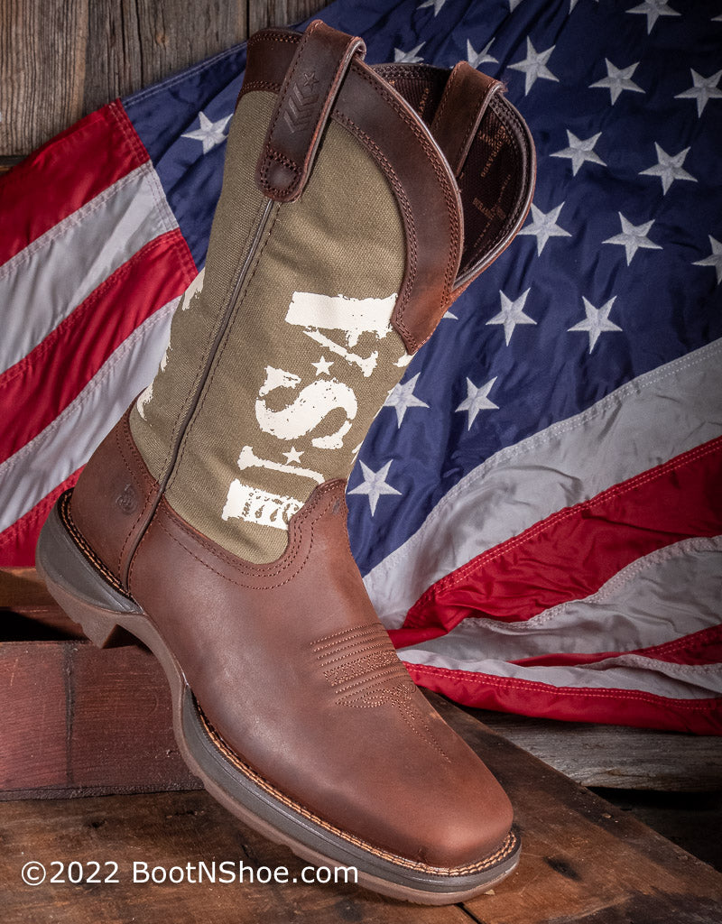 stemme svær at tilfredsstille Uenighed Men's Durango Rebel Army Green USA Print Western Boots DDB0313 — Boyers  BootnShoe