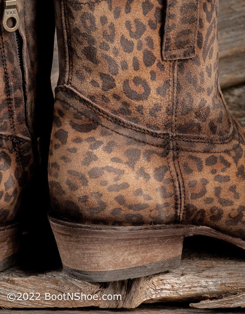 Corral Round Toe Leopard Print Short Side Zip Bootie C3627