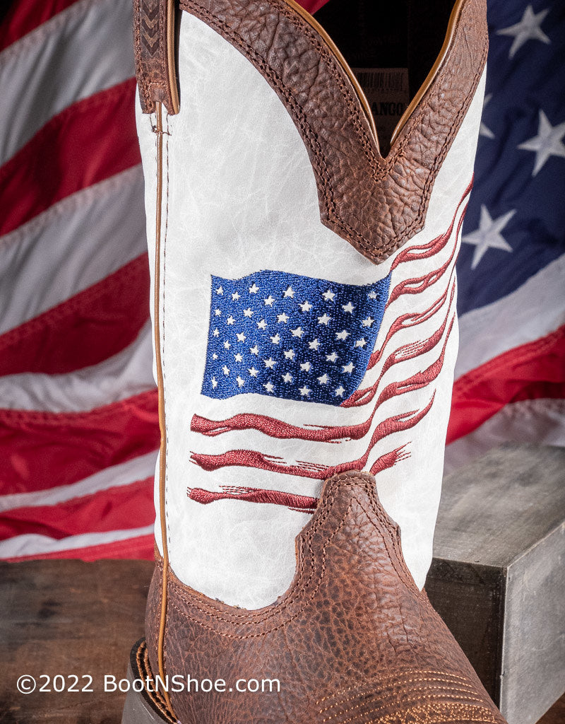 Men's Rebel White Top Distressed  American Flag Boots DDB0312