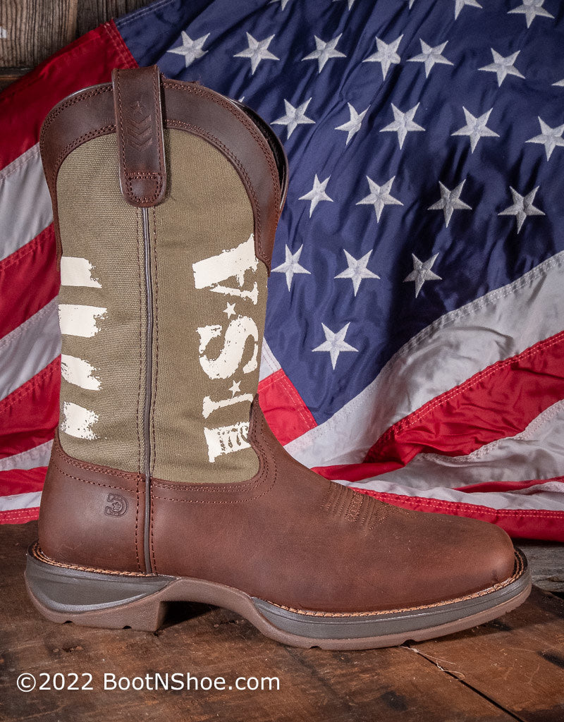 stemme svær at tilfredsstille Uenighed Men's Durango Rebel Army Green USA Print Western Boots DDB0313 — Boyers  BootnShoe